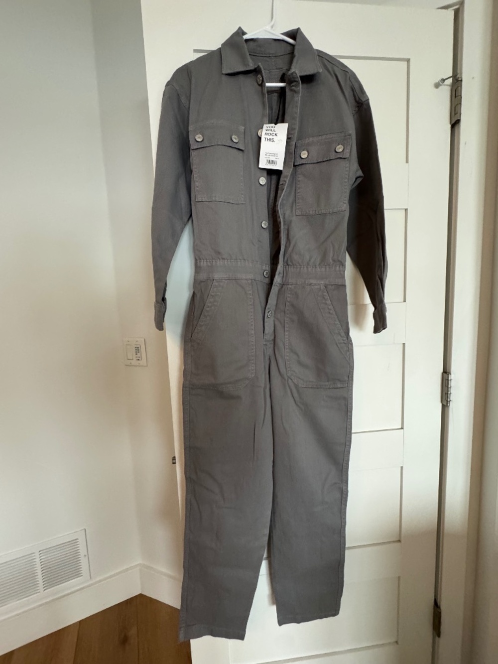 Mikuta Gray Utility Jumpsuit NWT Long Sleeve Full Length Minimalist Workwear XS